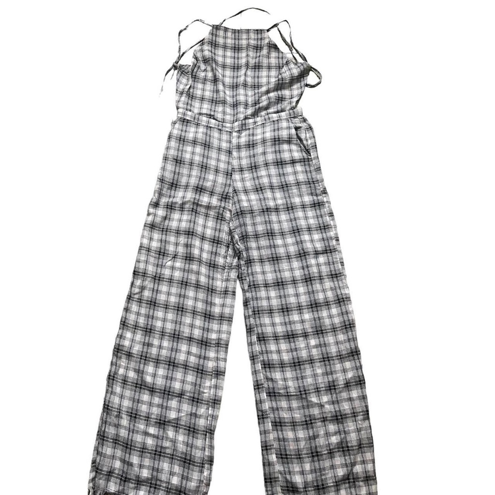 black and white plaid jumpsuit